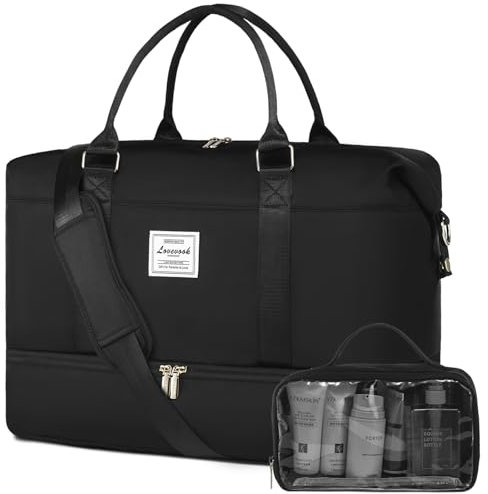 LOVEVOOK Reisetasche Damen Sporttasche mit Schuhfach Weekender Groß Handgepäck Tasche für Flugzeug Ryanair Easyjet Travel Bag Duffle Bags Kliniktasche Geburt Fitnesstasche Krankenhaustasche