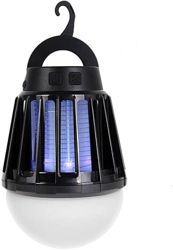 Lampe Anti Moustique Camping, IPX6 Étanche 2 en 1 Lampe Anti Moustique Extérieur avec 2000mAh Batterie, 3 Luminosité Modes,Portable Anti Insectes Camping Accessoires
