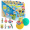 INKEE SpongeBob 5er Pack - Badebomben Kinder mit Überraschung - SpongeBob Schwammkopf Figuren zum Sammeln - 5x Badekugeln 80g mit Burgergummi-Aroma und Jojobaöl, Türkis oder Gelb