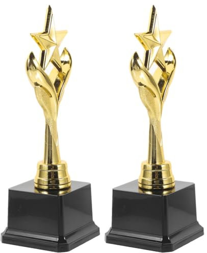 Operitacx Lot de 2 trophées en plastique pour enfants, 22,6 cm pour cadeaux de fête, prix scolaires, prix de jeu