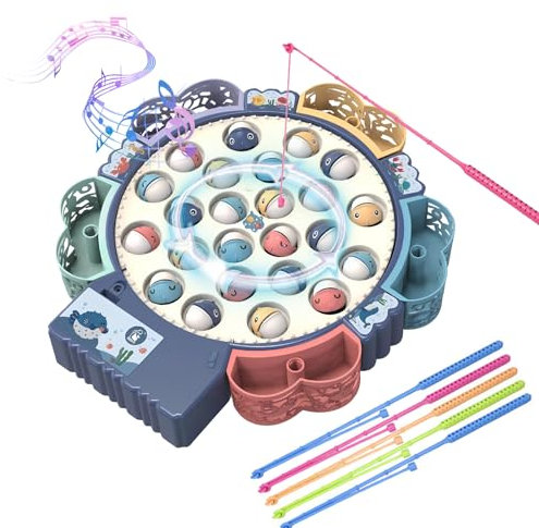 Angelspiel,Kinderspiel,Magnet Fischen-Motorikspielzeug mit 5 Kinderangel & 24 Fischen,Montessori Musik und Pädagogischem Spielzeug für ab 2 3 4 5 Jahre Junge Mädchen Kinderspielzeug Geschenke
