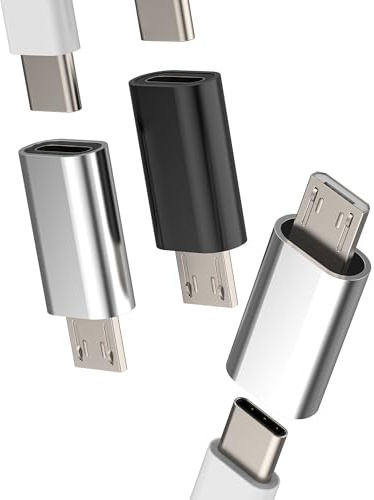 Lot de 3 adaptateurs de charge USB C femelle vers micro USB mâle de type C - Câble de charge jack femelle - Adaptateur USB Micro Plug Data Sync - Compatible avec Samsung Galaxy S7 Active S7 Edge