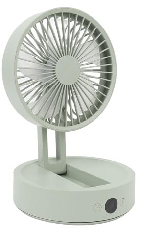 Sxhlseller Faltbarer Schreibtischventilator, 3 Geschwindigkeiten, Bürstenloser Motor, Fernbedienung, LCD-Display, Wiederaufladbar über USB, Oszillierender Ventilator, Wandventilator mit