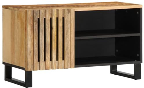 vidaXL Mobile Porta TV 80x34x46 cm in Legno Massello di Mango Grezzo, Supporto TV, Porta TV, unità Porta TV, Mobile TV, Mobile HiFi