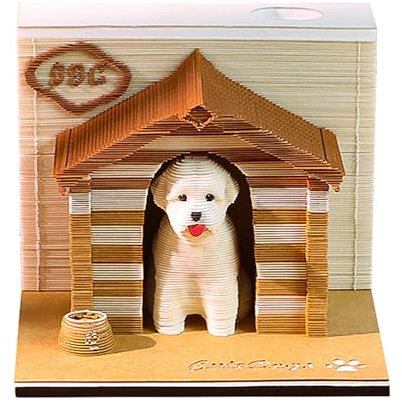 KALWEL 3D Calendar - Dog, Time Piece Calendar 2025 Tear Away Calendar, Panoramic Hand-Torn Paper Carving 3D Art Calendar Creative Desktop Ornaments, (Dog)