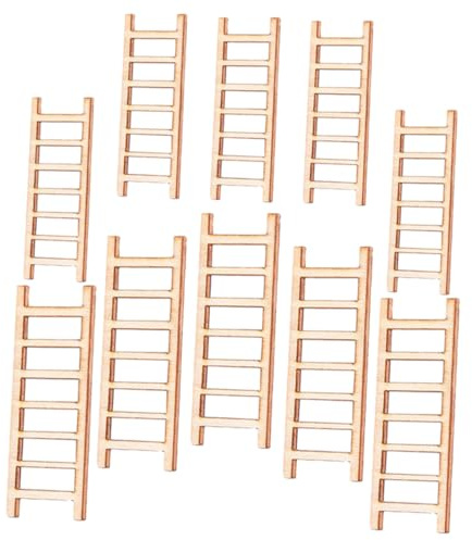 BELLIFFY 40st Hölzerne Treppen Puppenhausleiter Mikro-landschaftsleiter Mini- Miniaturleitern Miniatur-leiter- Landschaftsleitern Mini-gartenleitern Bastelset Holz Beige