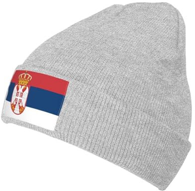 DRGFCXE Wintermütze mit Flagge von Serbien, für Herren und Damen, Strickmütze, warme Wintermütze, Acryl, Strickmütze, Beanie, Mütze, Winter, warme Mütze, Grau, grau, XL/Einheitsgröße