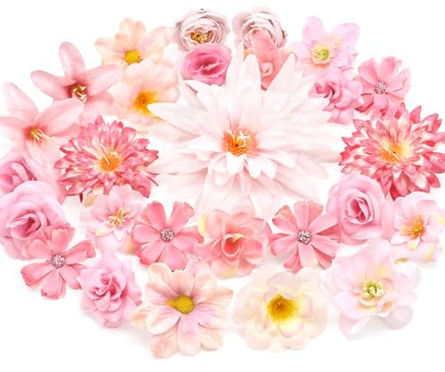 MOTONG 30 PCS Fleur Artificielle, Fleurs Artificielles Deco Fleur de Décoration de Gâteau Fausse Fleur Decoration Fleur Sechees Decoration for Cimetiere Mariages Fêtes d'anniversaire, Poudré