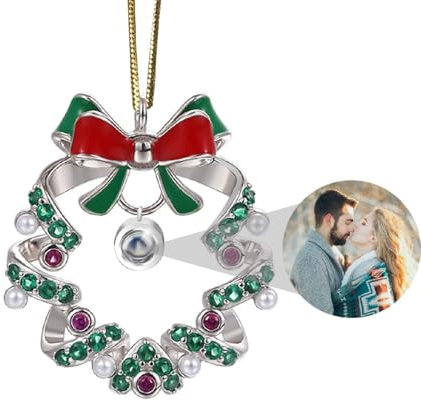 Personalisierte Weihnachtsornamente mit Bild im Inneren, Hängende Foto Projektion Anhänger Ornament für den Weihnachtsbaum Weihnachtsschmuck Dekoration (Blumenkrone)