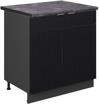 Vicco Küchenschränke Fame-Line, Schwarz gestreift, 80 cm, AP Anthrazit