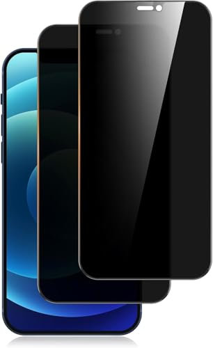 Mugust 2 Stück Sichtschutz Panzer Schutz Glas für iPhone 12/iPhone 12 Pro, Panzer Schutz Glas Folie Displayschutzfolie (Schwarz)
