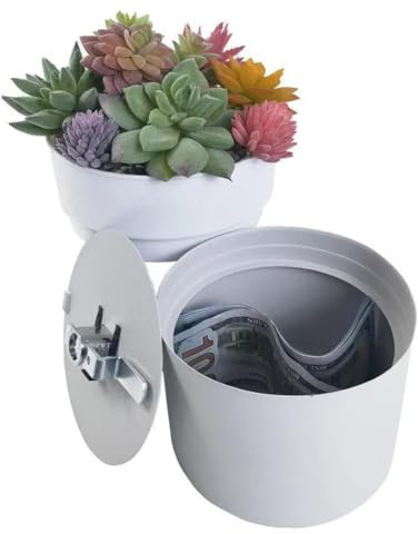 Caja fuerte oculta para macetas, caja fuerte de desviación con cerradura de llave, compartimento secreto para guardar dinero en efectivo, llaves y otros objetos de valor, plantas no incluidas