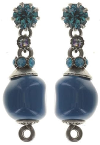 Konplott: Ohrstecker Fiancee blue, spezielle pendelnde Ohrstecker mit blauem Kristall- und Glasstein, für Damen/Frauen