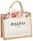 Ksvaye Jutetasche Shopper mama Bag Jute Tasche mama Größe Einkaufstasche Personalisiert Jutebeutel Geschenke für Mama Muttertagsgeschenk 35 x 30 x 14 cm