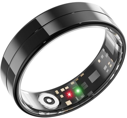 2025 Neuer ultradünner Smart-Ring, überwacht 24/7 Herzfrequenz, SpO2, Schlaf, Körpertemperatur usw. Ringe für Männer und Frauen, Keine Abonnementkosten, Android iOS (Schwarz Größe 9)