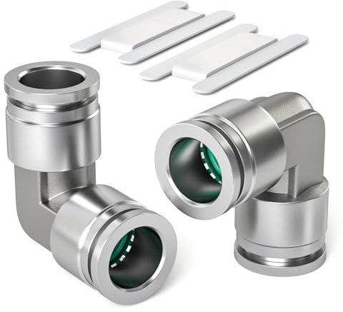 Bwintech 2 Pcs 4mm Coude 90 Degrés Raccord Rapide Pneumatique, 2 Voies en Acier Inoxydable pour Adaptateur d'Air PV