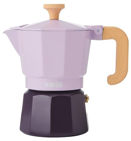 La Cafetière, Caffettiera da 3 tazze in due tonalità di viola, realizzata in alluminio, adatta per piani cottura a gas, elettrici e in ceramica, facile da pulire esclusivamente a mano, 150 ml