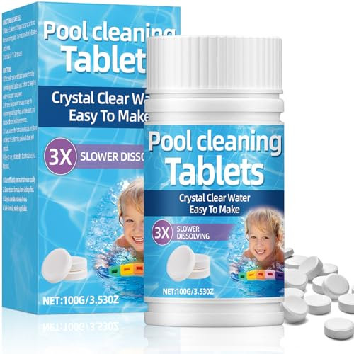 Chlorine Tablets, Non-Toxic Chlorine Granules, Strong Ice Bath Cleaning Tablet, Hot Tub Tablet for Swimming Pool and Spas, Purifies Crystal Clean And Clear Water (100 Tablets)