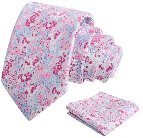 Alizeal Cravate et mouchoir de poche pour homme Motif floral coloré 8 cm