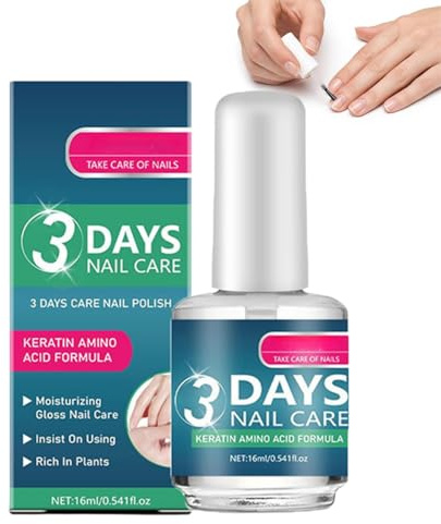 3 Days Nail Care Oil with Keratin and Amino Acid Formula - Nail Strengthener for Weak Brittle Nails - Moisturizing Cuticle Oil for Dry Nails - Daily Nourishing Nail Serum, 16ml