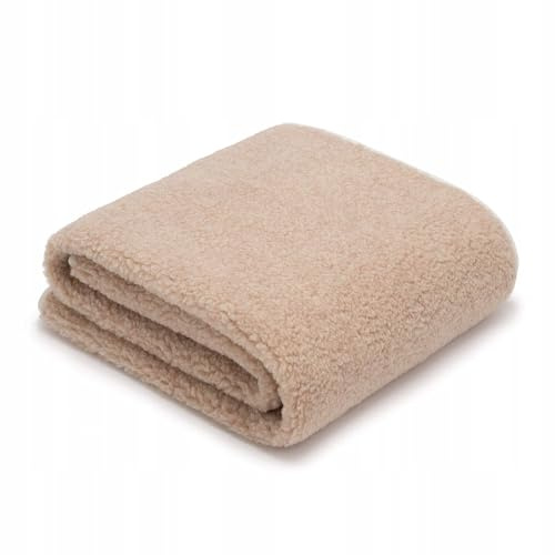 Wool & Home Merino Wolldecke 240x200 cm – Kuscheldecke aus 100% Merinowolle, Muster Beige Teddy – Gewicht 500 g/m² – Atmungsaktiv und Langlebig