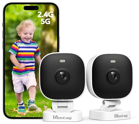 VIM TAG 2,5K 4MP Mini Überwachungskamera Außen, WLAN-Kamera(2 Stück) | KI-Personen-Bewegungserkennung mit App, Farb-Nachtsicht, 2-Wege-Audio, Cloud- & SD-Karten-Speicher, IP65 wasserdicht, Alexa