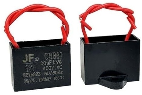 CBB61 20µF 450V AC ±5% 25/105/21 Kondensator, 105°C temperaturbeständig – Anlaufkondensator für Motoren, Deckenventilatoren, Dunstabzugshauben, Pumpen – 50/60Hz – 1 Stück