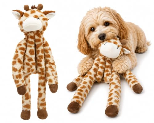 Flamingo Hundespielzeug - Garry Giraffe braun S - weiches Plüsch mit Quietscher - Hundespielzeug - 22x12x57cm