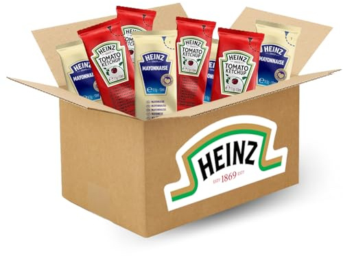 HEINZ - Assortiment de 60 sticks de sauce Mayonnaise et Ketchup | Doses individuelles de 10 ml pour varier les plaisirs - Idéal restauration, food truck, pique-nique, lunch box, camping