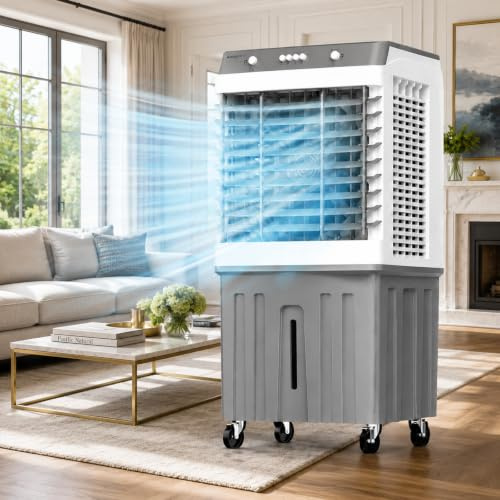 3-in-1 Tragbare Klimaanlage Mit Sichtbarem 50l Wassertank, 3 Lüftungsstufen, 120° Automatik-oszillation Für Wohnzimmer, Garage, Werkstatt Und Poolbereich 45.5 * 34 * 96cm/17.9 * 13.4 * 37.8in