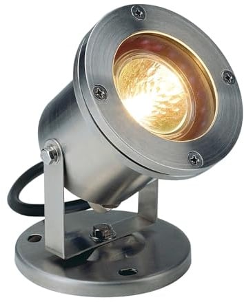 SLV NAUTILUS | Außenlampe für die Beleuchtung von Garten, Terrasse, Pflanzen, Wegen, Teich, Aussen-Leuchte, Außen-Strahler | IP67, edelstahl 304, max. 35W, GX5.3
