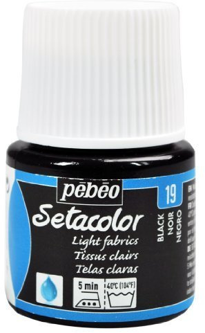 Pebeo Setacolor Flacon de peinture pour tissu 45 ml | Gamme de couleurs pour tissus clairs | Noir laqué