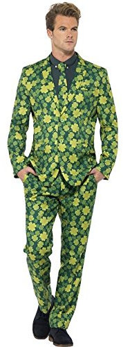 Smiffys, Herren Kleeblatt Anzug, Jackett, Hose und Krawatte, Größe: XL, 43522