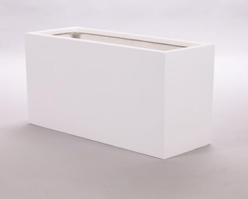 Elegant Einrichten Pflanztrog, Blumentrog Fiberglas 80x30x40cm Perlmutt weiß