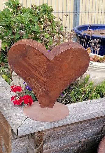Herz 30 x 27,5 cm aus Metall, bepflanzbar in Edelrost Optik, Deko für Garten und Wohnung Valentinstag