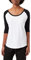 Build Your Brand Ladies 3/4 Contrast Raglan Tee S,White Black
