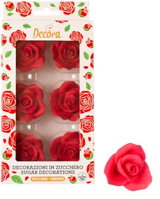 Decora 0500362 Confezione da 6 Rose Grandi Rossa
