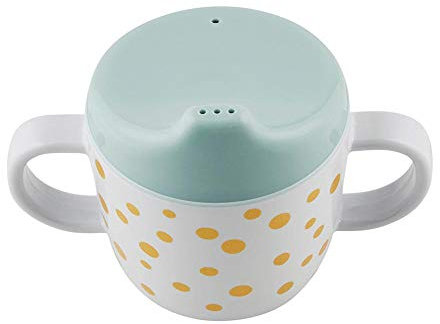 Schnabeltasse Happy Dots gold/blau
