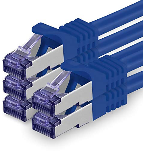 1aTTack.de Câble Réseau CAT7 CAT 7 10 Gigabit - 5x 1m - RJ45 Ethernet LAN DSL Routeur Modem - Bleu