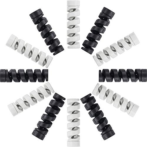 Jetec 12 Pieces Charging Cable Protector Silicone Spiral Charger Cable Savers for Cords Micro USB Protector, Mouse Saver, Suit for Cell Phones, Computers(Gray, Black)