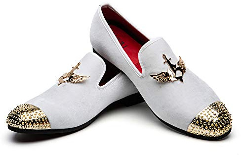 JITAI Mocassini Eleganti da Uomo Moda Scarpe Casual Scarpe Eleganti da Uomo, Bianco 09, 45 EU (12 UK)