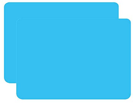 40x30cm Silicone Placemats for Kids, More Thicker and Heavier, Non Stick Heat Resistant Tablemat, Kitchen Dining Table Mats Place Mat (Blue (T:0.1cm), 2)