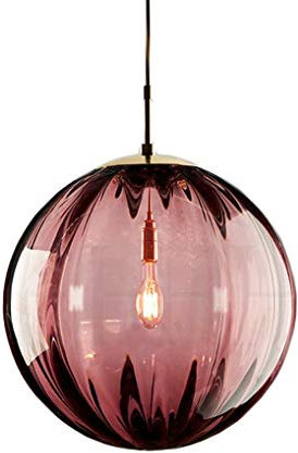 LANMOU Lámpara Colgante Vidrio Esférica, Colgante Luz Vintage Industrial con Bola de Cristal Redonda Sombra Moderno Candelabros Restaurante Lámpara de Techo Retro Espejo Luces Cuelga Luz, E27,Rojo