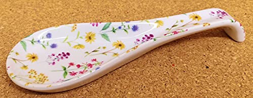 Meadow Flowers Spoon Rest Medium 22 cm Ceramic Porcelain Bright Floral Hand Decorated in UK