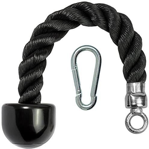CampTeck U7223 Single Trizepsseil, Einhand Trizepsseil Kabelbefestigung mit Karabiner - Schwarz