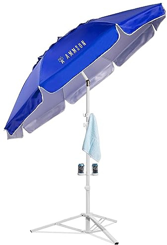 AMMSUN Hochwertige, tragbare Outdoor-Regenschirme mit Ständer, 2 m Terrasse, Strandschirme, leichte Regenschirme, Sonnenschirm, leicht zu tragen für Sportveranstaltungen, Blau