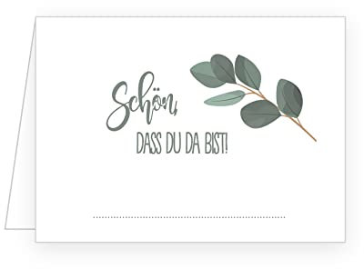 Edition Seidel 50 Premium Tischkarten Platzkarten Namenskarten Hochzeit Geburtstag Taufe Kommunion Konfirmation Firmung Jugendweihe Silberhochzeit Goldhochzeit Eukalyptus grüne Blätter