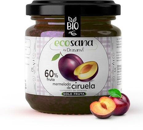 ECOSANA MERMELADA EXTRA CIRUELA SIN AZÚCAR CERTIFICADO BIO by DRASANVI - VEGANO - SIN GLUTEN - 250g