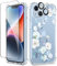 GVIEWIN Kompatibel mit iPhone 14 Hülle 6,1 Zoll 2022, mit Displayschutz Schutzfolie + Kamera Schutzfolie, Blume Klar TPU Dünne Stoßfest Kratzfestes Weiche Handyhülle Schutzhülle, Hibiskus