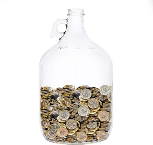 $2.000 Dollar Glas Geld Jar - Sparschwein für Erwachsene - 1 US Gallone Luxus Spardose fasst über $2.000 in Dollar Münzen!